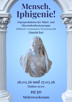 Theatergruppe der Mittel- und Oberstufe 2026 - Mensch, Iphigenie! Titelblatt